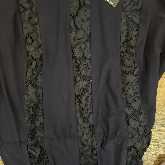 Lauren RALPH LAUREN Womens 10 Navy Lace DRESS Tie & Zip LONG SLEEVE Formal $185 - Picture 3 of 9